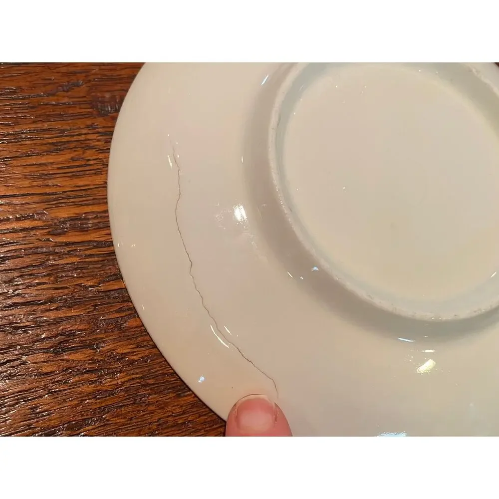 Old Paris White and Gold Porcelain Teacups and Saucers, Set of 6